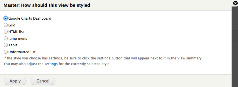 Google Charts Dashboard option